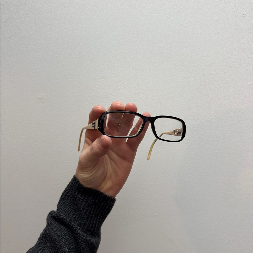 Versace Black and Cream Rectangular Glasses